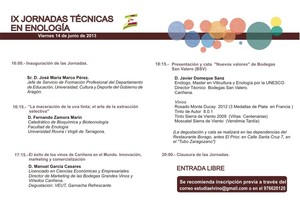Programa IX Jornadas Enología Programa IX Jornadas Enología