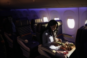 Primera clase de un Boeing 737 de Delta Airlines Primera clase de un Boeing 737 de Delta Airlines