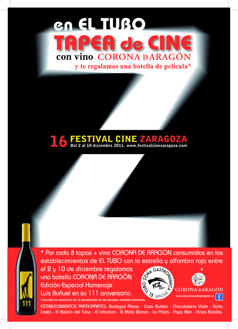Del 2 al 12 de diciembre ii edición ‘días de cine y tapas en el tubo con vino corona de aragón
