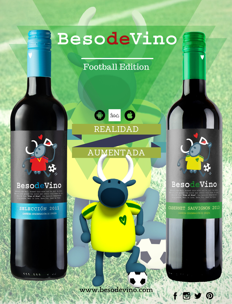 Beso de vino. edición especial fútbol y realidad aumentada