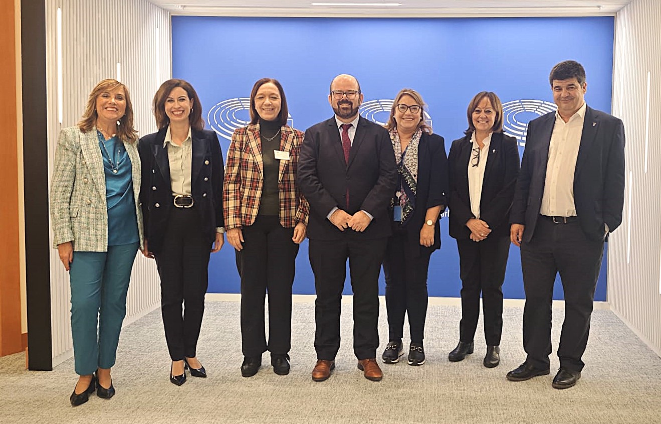 Foto de familia de la delegacion institucional de la candidatura de Carinena en Bruselas